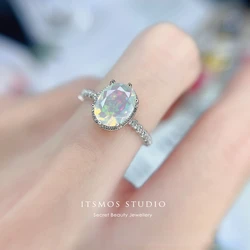 ITSMOS Natural Faceted Opal Ring S925 sterling Silver Gemstone Australian Opal 8*10mm Fashion Delicate Jewelry Rings for Women