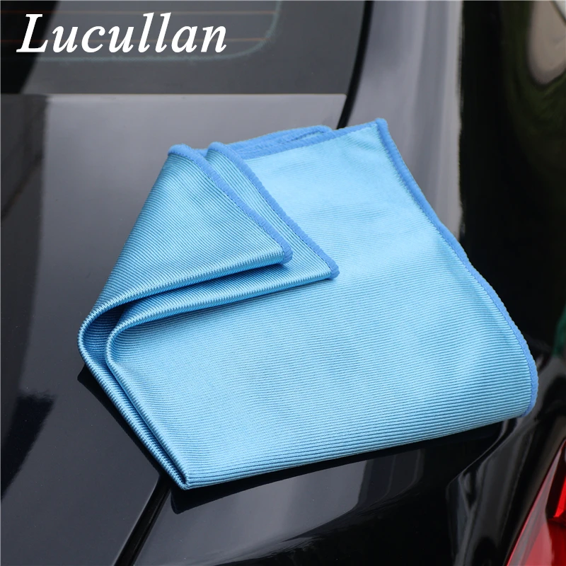 Lucullan Dual Texture Premium Glass Towel Streak&Lint Free Quickly Clean Glass,Window, Mirror,Chrome