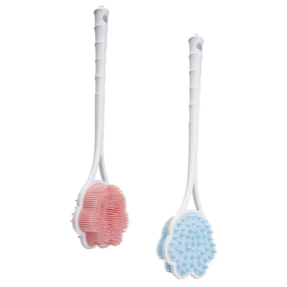 2Pcs Silicone Bath Back Brush Long Handle for Shower Elderly Women Men Exfoliate Dead Skin Improve Circulation Easy