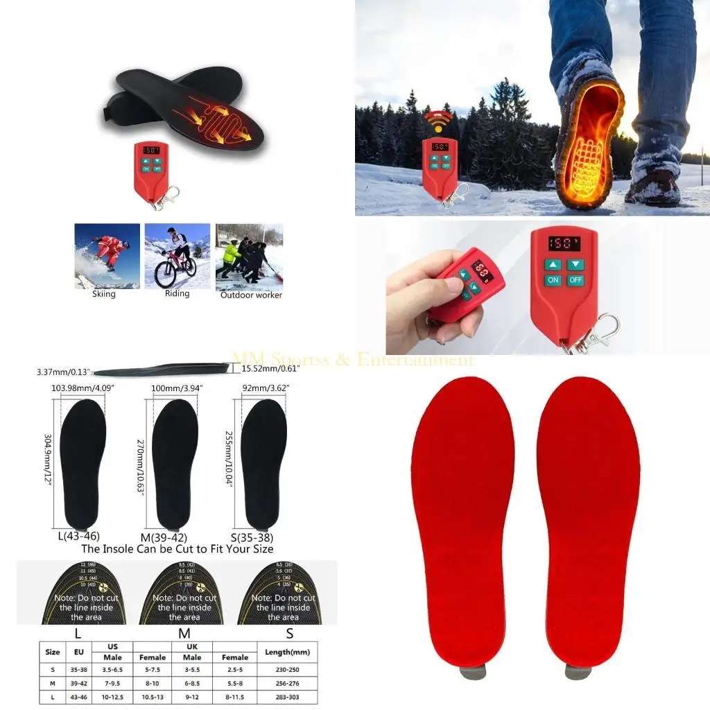 

31BE Cutting Winter Warm Insoles Feet Heater Shoe Insoles Thermal Soles Washable