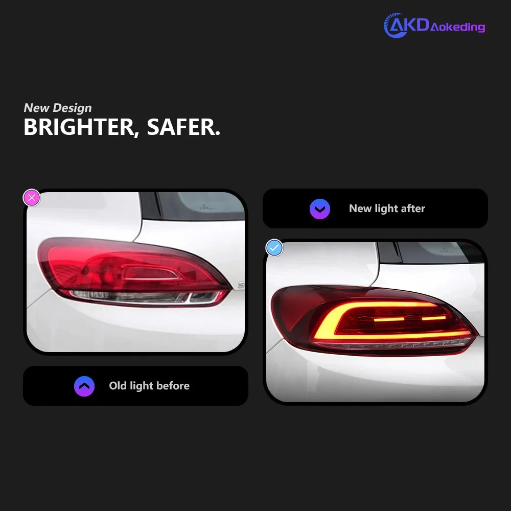 AKD Car Styling Scirocco Tail Lights 2009-2014 Dynamic Smoke LED Tail Lamp LED DRL Signal Brake Reverse auto Accessories