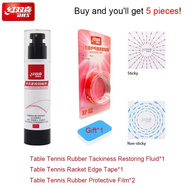 DHS 100ml Table Tennis Rubber Tackiness Restoring Fluid Rubber Surface Nutrient Solution to Restore Stickiness Extend Lifespan