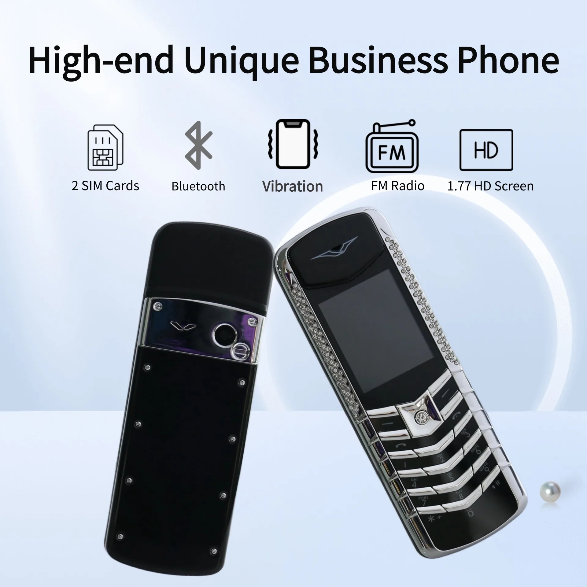 Classic Signature Mobile Phone For Elderly Ultra Slim Two Sim Cards Voice Changer Bluetooth Dial Push Button Blacklist Portable