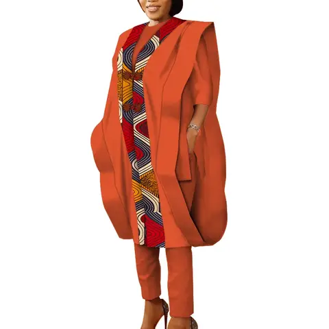 3-delat set Ankara afrikanska tryck för kvinnor Agbada morgonrock toppar byxkostymer bomull lösa Dashiki traditionella festkläder Wy5590 12 best sales Ankara-topp - №12