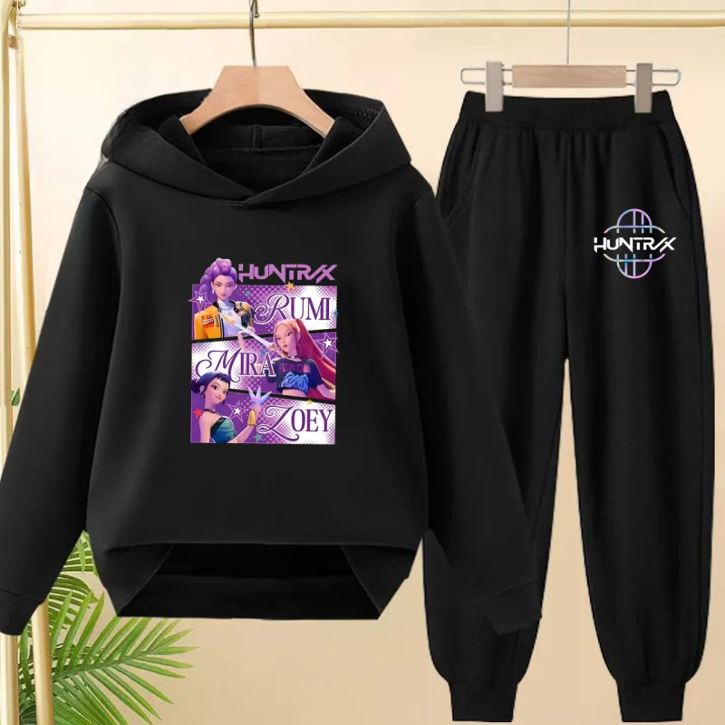 

3-12 Age Children Beautiful Classic Fashion girl Outerwear Hoodie+Pants Pullover Hooded Autumn Winter Sportswear 2 piece Set