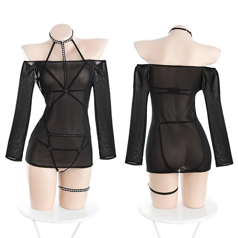 Fashion Sexy Porn Outfit Lingerie Porno Costumes Erotic Night Sex Sleepwear Hollow Out Suits Cosplay Underwear Nightgown Women