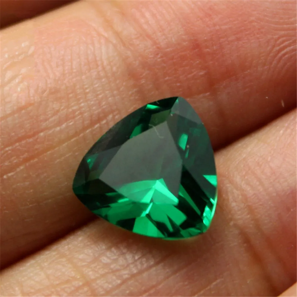 Emerald Triangular Faceted Gemstone Trilliant Cut Emerald Gem Multiple Sizes to Choose