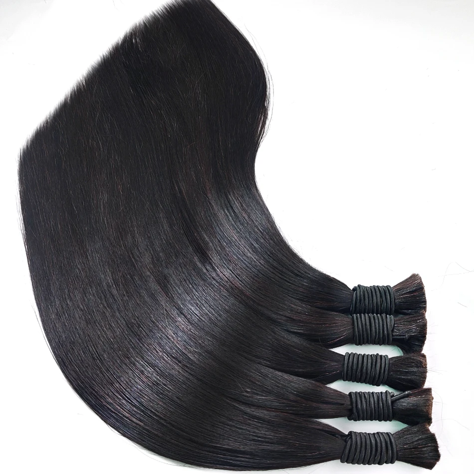 Shinehair Wholesale 100% Natural 18-30 Inch Indian Straight Bulk Human Hair for No Weft Unproccessed Women Braiding Extension