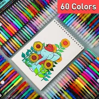 12/24/36/48/60Pcs Metallic Glitter Fluorescent Color Gel Pen for School Student Office Coloring Book Journals Drawing Art Marker
