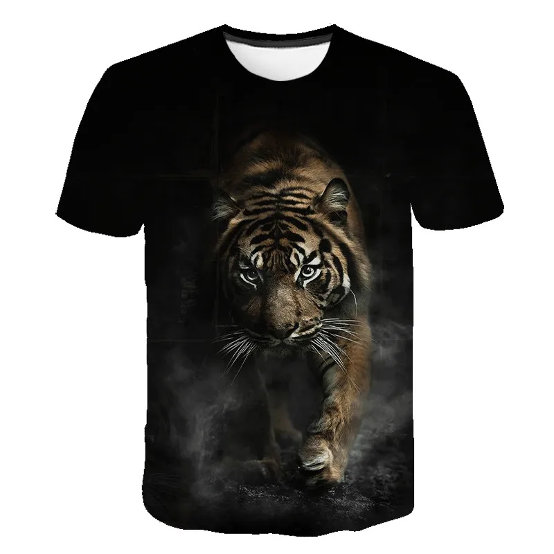 Summer Tiger 3D Print T-Shirts Streetwear Animal Men Women Fashion Oversized Short Sleeve T Shirt O-Neck Kids Tees Tops Clothing