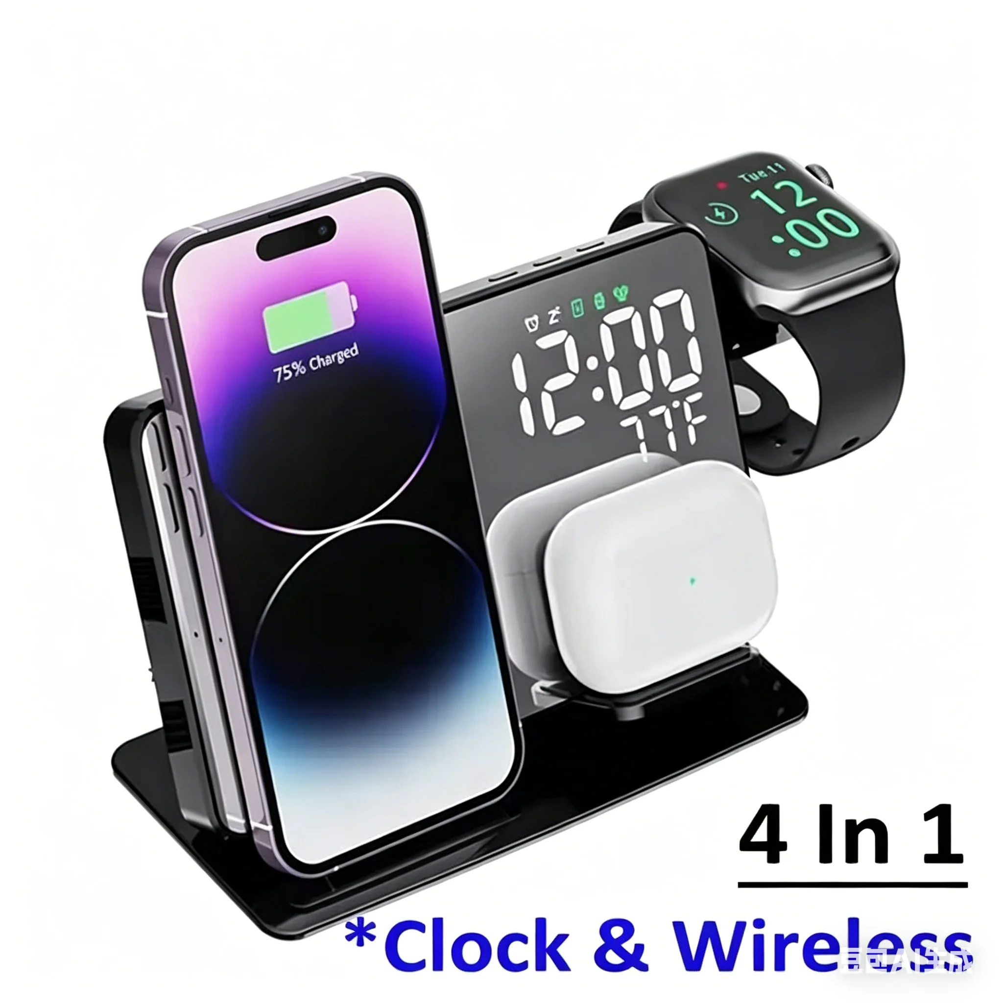 samsung-galaxy-watch-6-5-pro、galaxy-s24-s23-s22対応-3in1-ワイヤレス充電器-急速充電ステーション-目覚まし時計付き充電スタンド