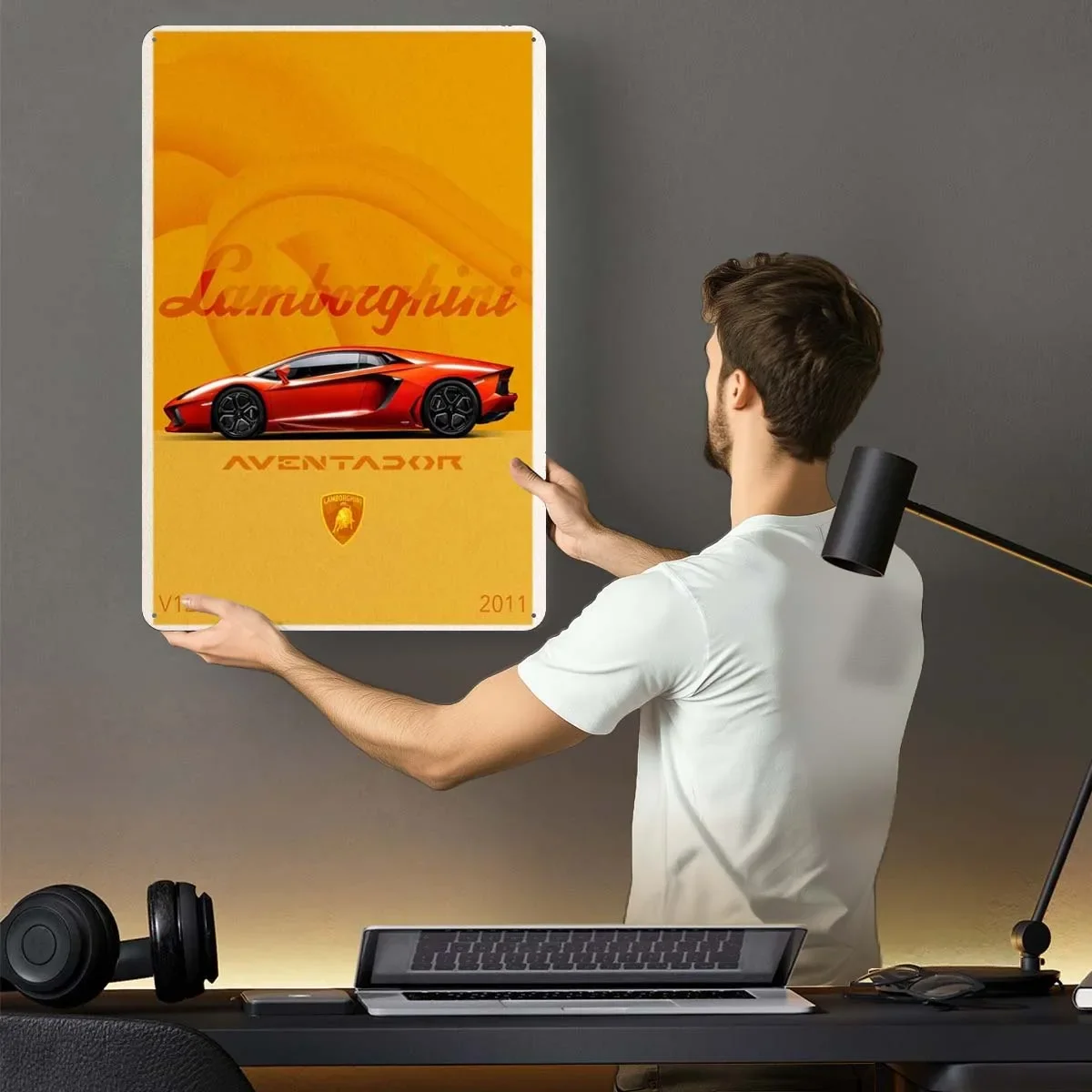 Lamborghini Aventador Metal Signs Classic Car Poster Bedroom Decoration Living Room Tinplate Sign for Garage Wall Art Decoration