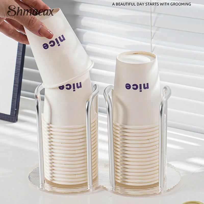 Luxury Disposable Cup Storage Holder Water Tea Cups Dispenser Rack Shelf With Longer Stick Mug Display Stand Home Organizer