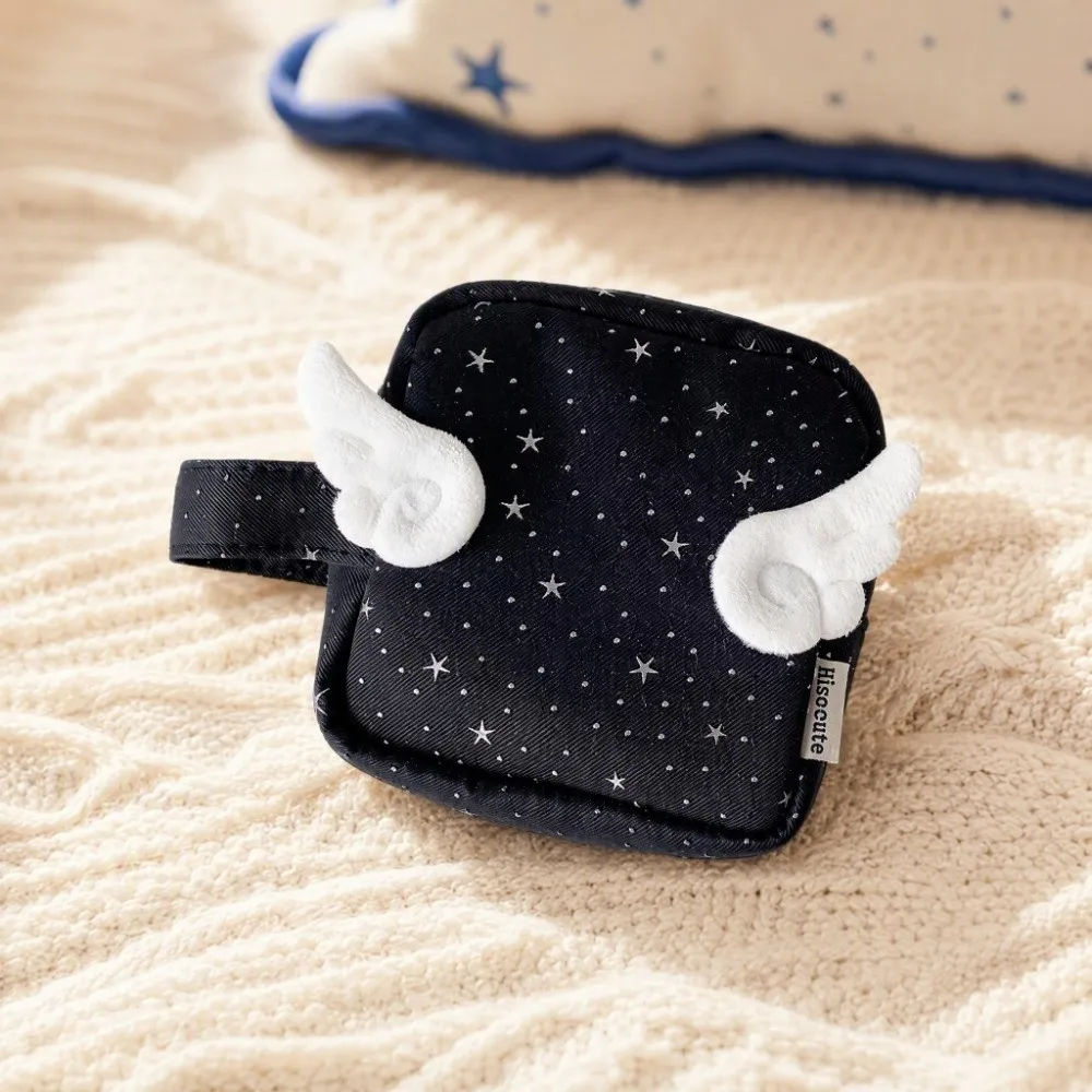 Y2K Print Wings Star Dots Storage Bag Desktop Storage Polka Dot Data Cable Digital Bag Mini Large Capacity