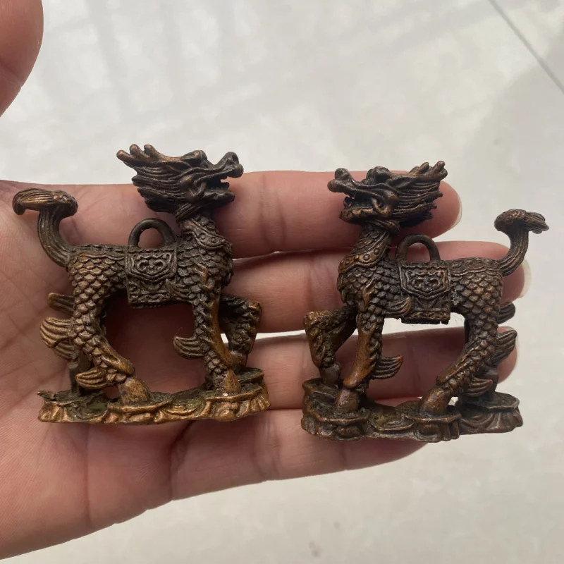 

Antique Style Kirin Pair Desktop Ornaments Paperweight Home Office Decoration Crafts Ornaments