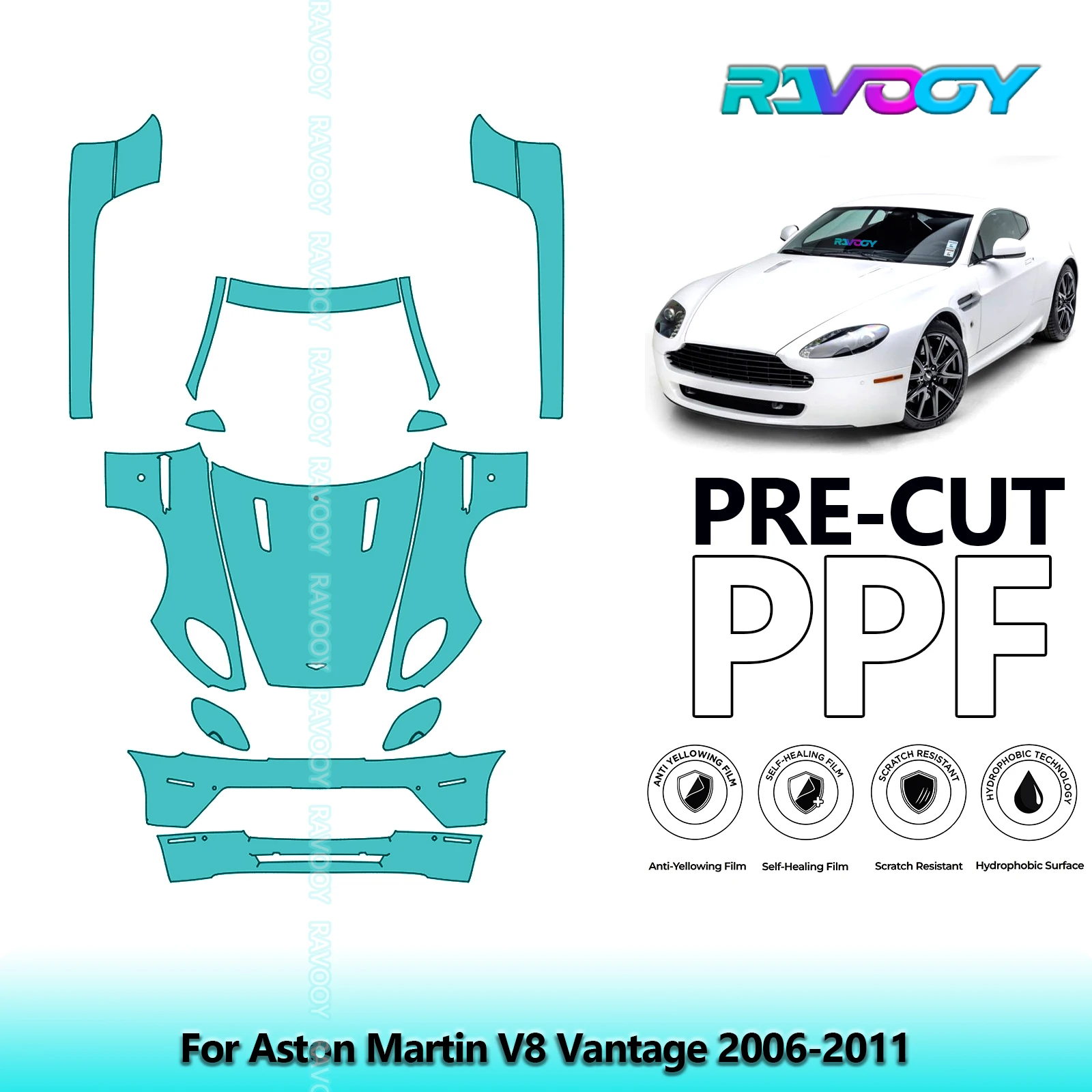 

Front Kit+Rockers Clear Bra Precut PPF Paint Protection Film For Aston Martin V8 Vantage 2006-2011