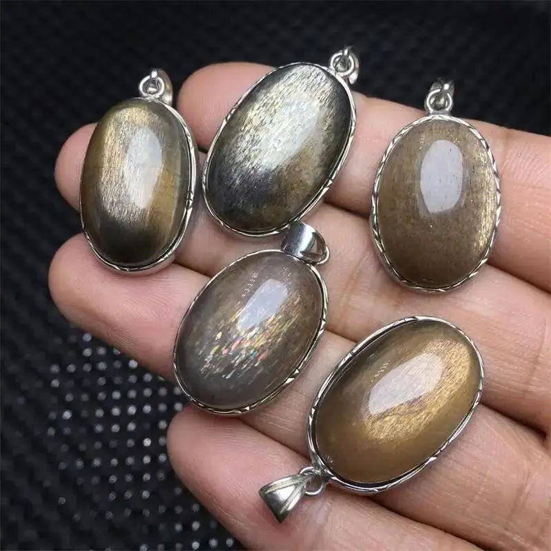 S925 Natural Skeletal Quartz Pendant Crystal Ball Healing Fengshui Stone Gemstone Reiki Jewelry 1PCS