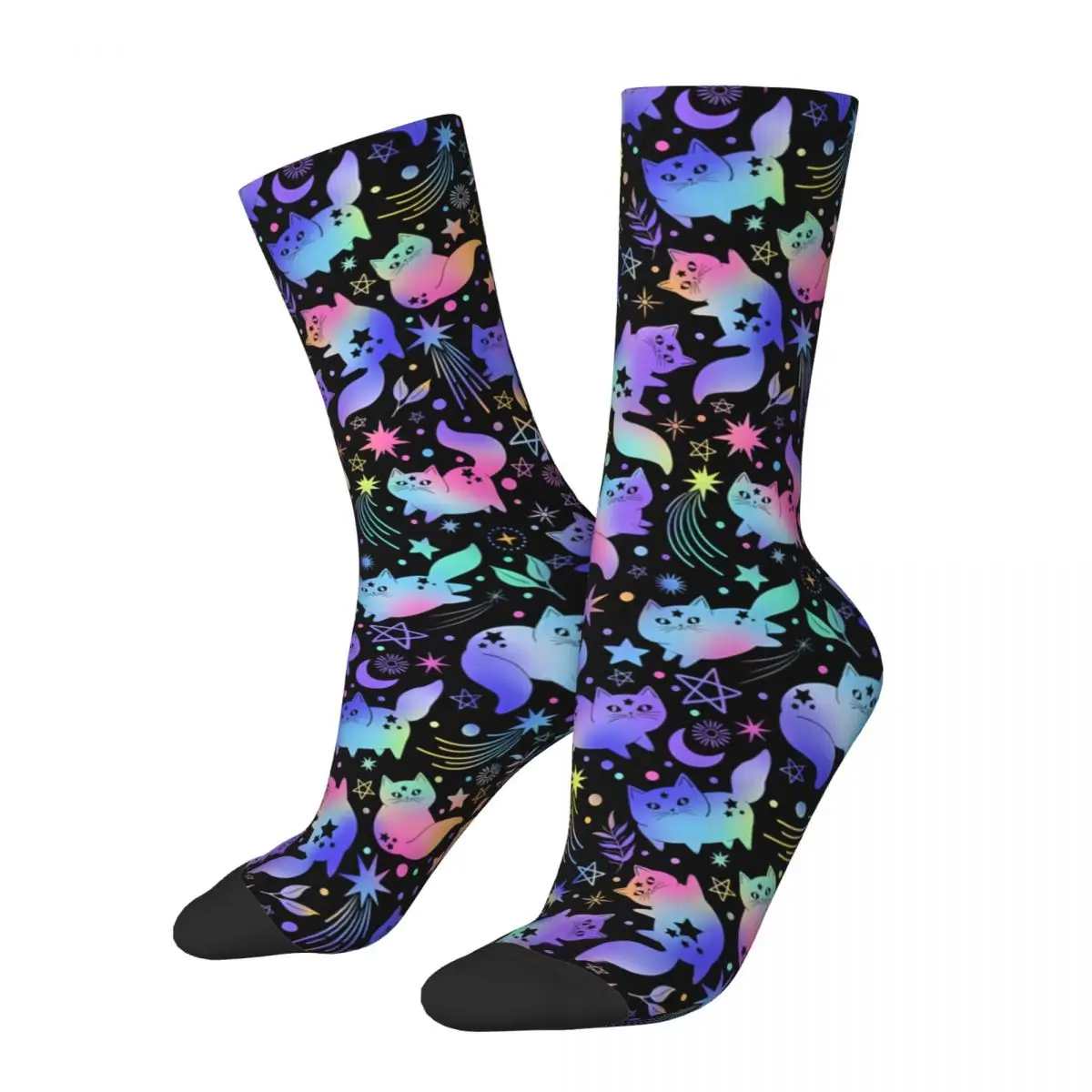 Regenbogen Sternen katzen im Weltraum Herren socken Vintage Harajuku Street Style Neuheit nahtlose Crew Socke