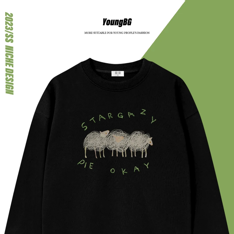 youngbg-sweat-shirt-epais-420g-double-polaire-col-rond-motif-dessin-anime-decontracte-automne-hiver-mode-streetwear