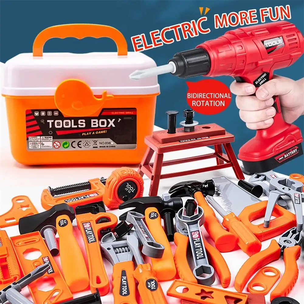 Electric Toy Drill Repair Tools Toys Power Construction Simulation Kids Toolbox Kit Learning Engineering Children's Tool Set