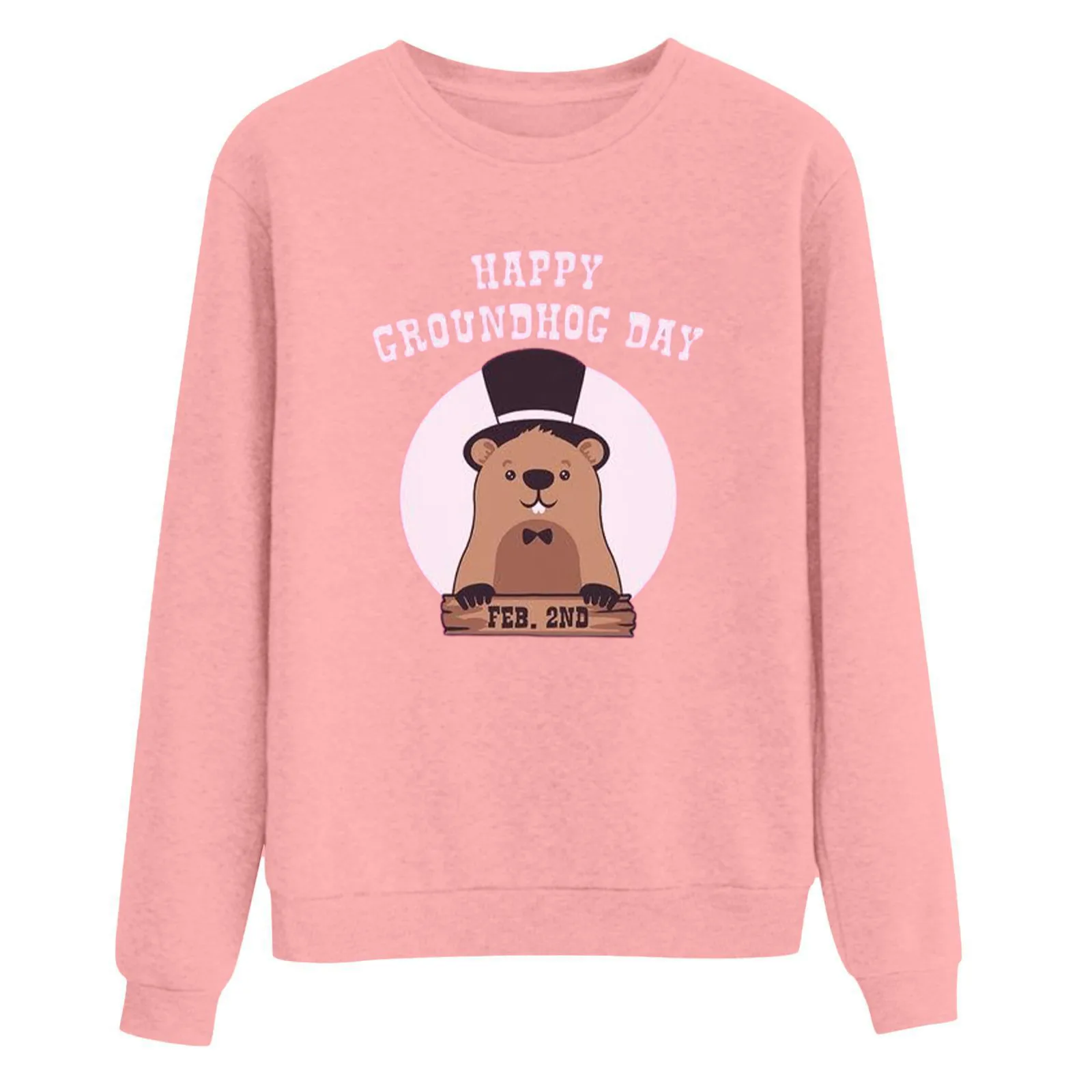 Cute Groundhog Sweatshirt –Happy Groundhog Day Sweatshirt Women’s Comfortable Sweatshirt For folk preppy style Outerwear