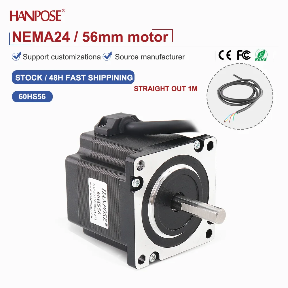 

NEMA24 60HS56 stepper motor 1.5N.m 4.0A two-phase four wire 3D printing accessories motor manufacturer direct sales