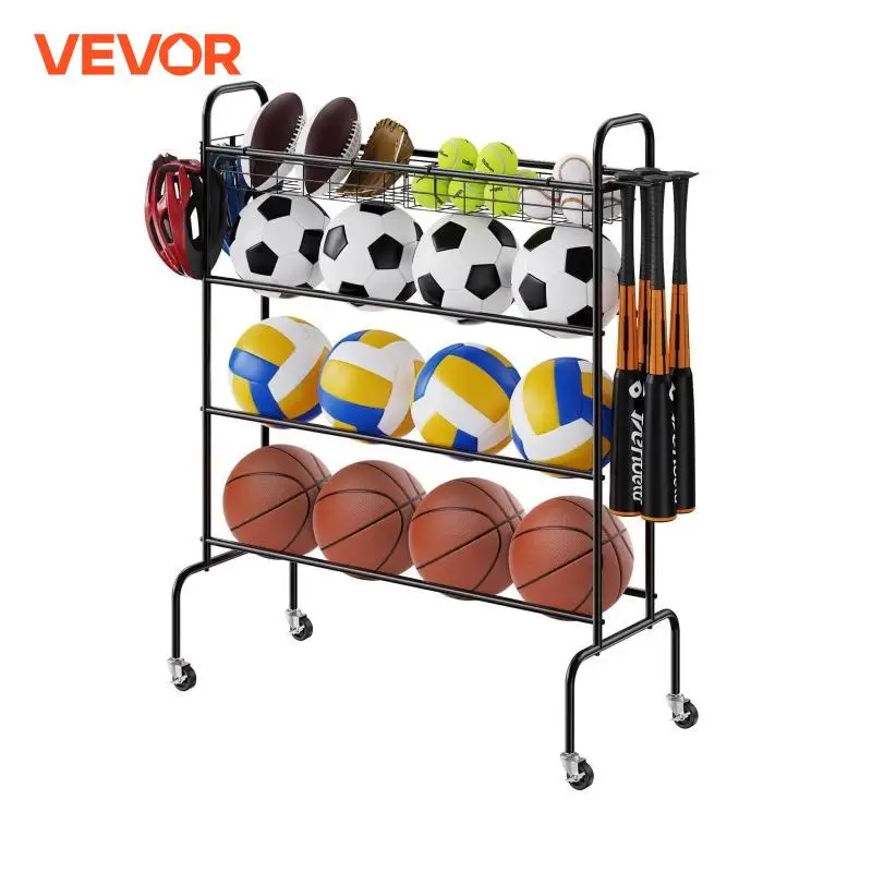 

VEVOR 4-Layers Basketball Rack Rolling Basketball Shooting Training Stand with Wheels Sports Equipment Storage Organizer