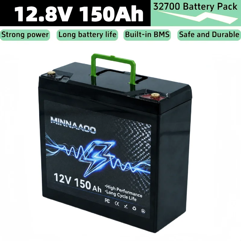 12V 150Ah LiFePO4 Solar Battery Deep Cycle Rechargeable Built-in BMS Lithium 150000mAh for Power Wheels Scooters Fish Finder