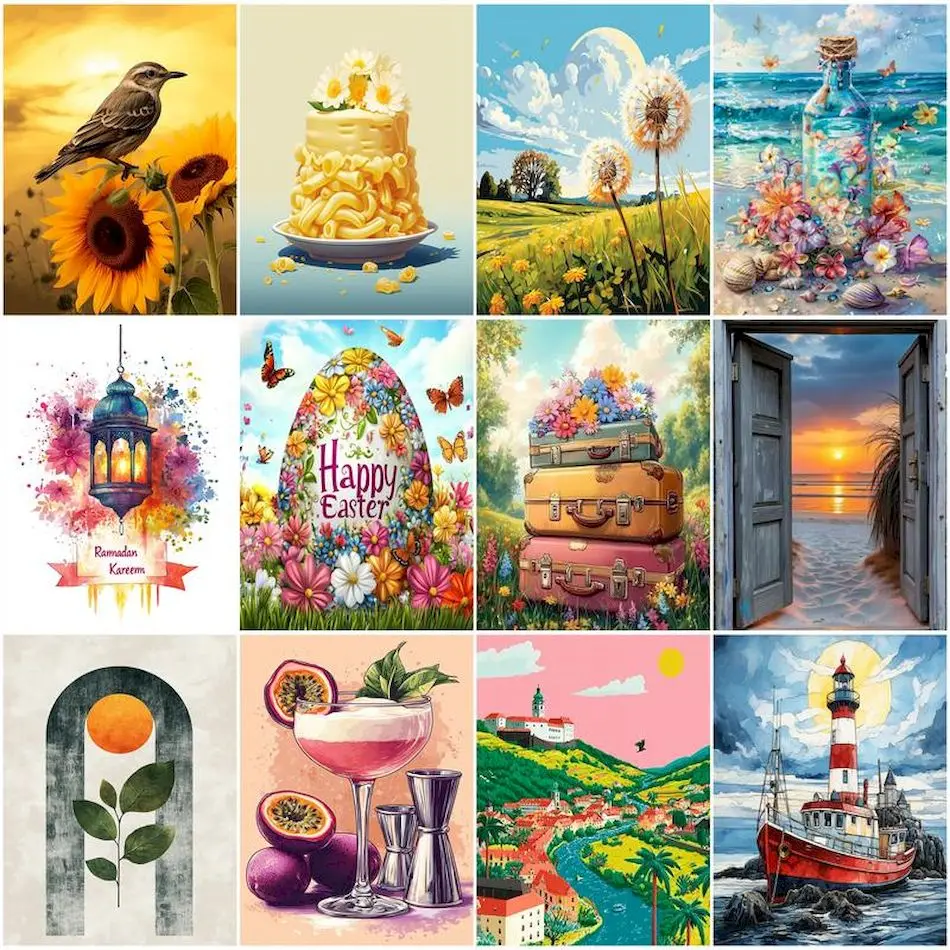 1pc frameless Painting By Numbers Draw For Beginner Canvas Painting Markers By Numbers Crafts Kill Time Oil Drawing Bedroom Deco - view 2