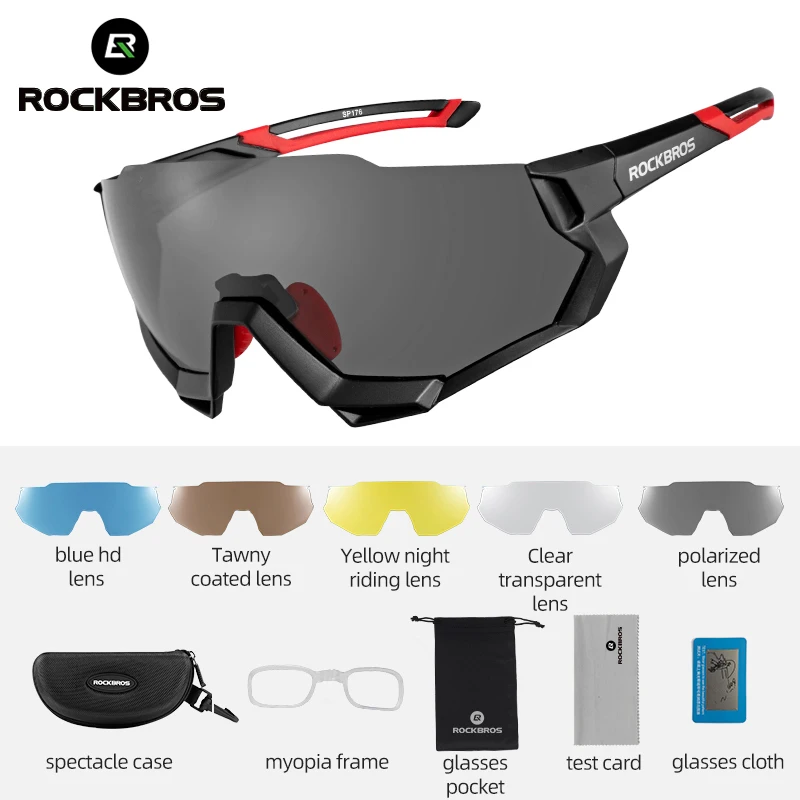 

ROCKBROS Bicycle Polarized Glasses With 5 lens UV400 Sunscreen Sports Riding Eyewear Sunglasses MTB Road Bike Bicycle Glasses