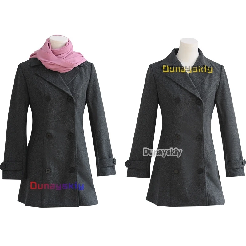 أنيمي نوراغامي تأثيري Hiyori Iki معطف الشتاء وشاح موحدة مجموعة كاملة زي النساء فتاة معطف اليومي وشاح دعوى الهالوين