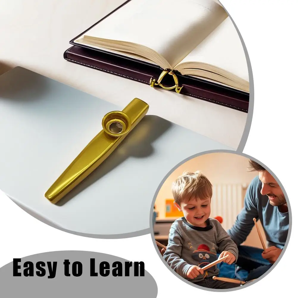 1 pz Mini Kazoo In Metallo Con 10 Diaframmi Cinghia Copertura Antipolvere Per Principianti Classe di Musica Del Capretto Facile Cambio di Tono Regalo Di Compleanno Portatile