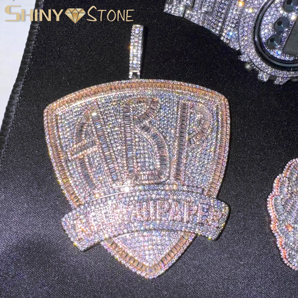 

New Letter ABP Pendant Necklace Iced Out Bling Full Cubic Zirconia All Bout Paper Badge Charm Men Fashion Hip Hop Jewelry