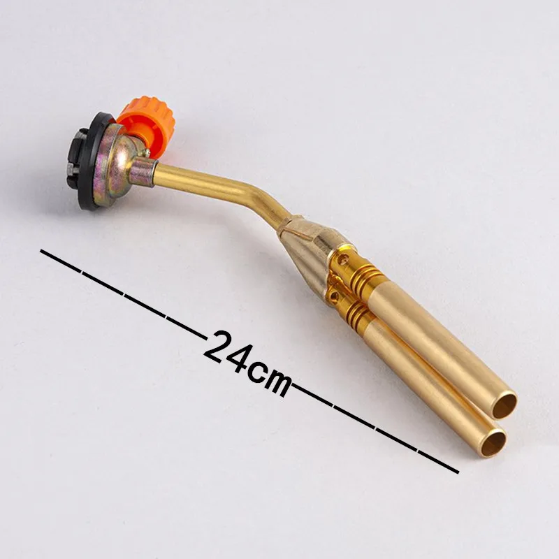 Double-barrelled Welding Torch Butane Gas Blow Torch Flame Gun Portable Flamethrower Burner Outdoor Camping BBQ Tool