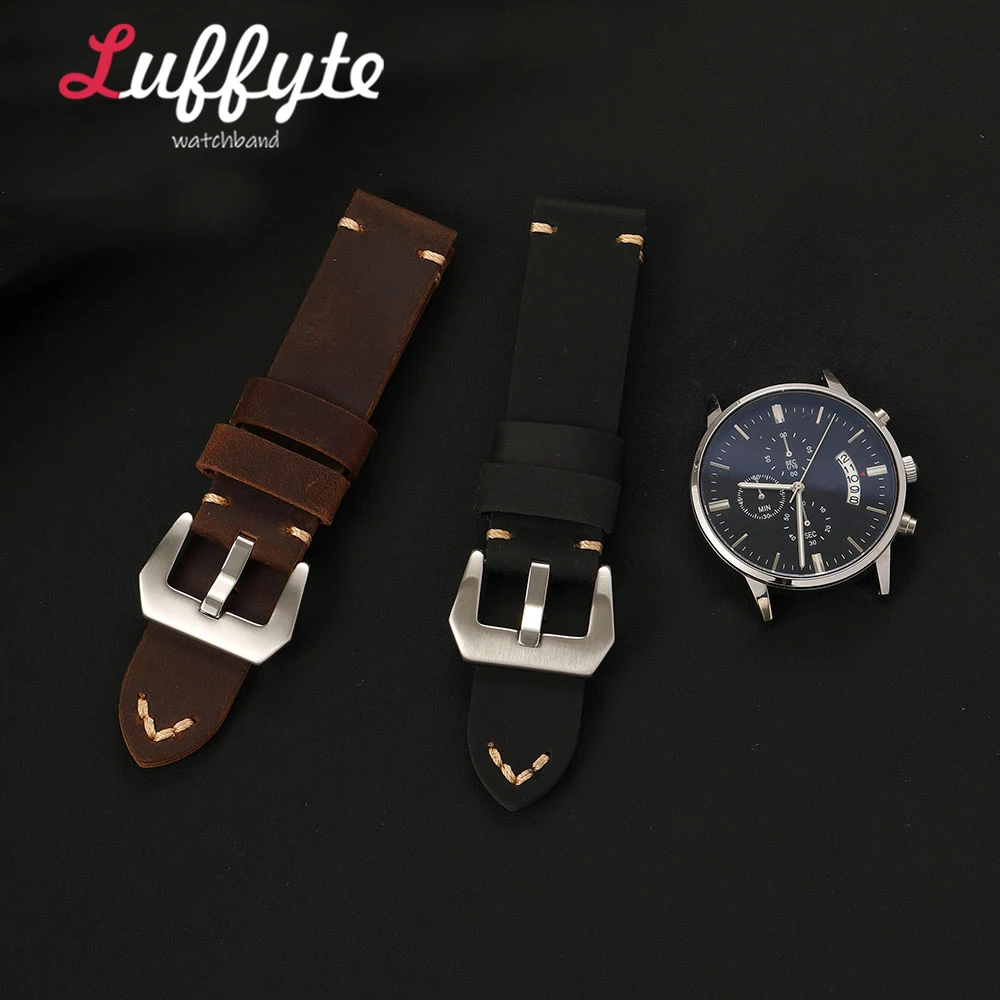 Premium Extra Dickes Crazy Horse Leder Uhrenarmband für Herren 20/22/24mm Komfortables Handgelenkband Universelles Uhrenzubehör