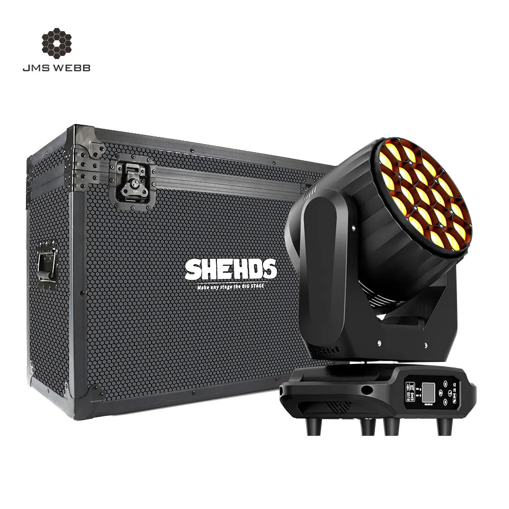 JMS WEBB-Étui de Transport avec Faisceau LED 19x20W, Éclairage Zoom RGBW pour DJ Chang, Lumières de Noël à Tête Mobile