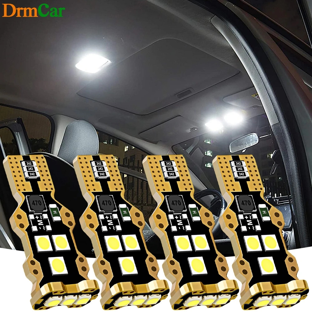 

2/4/10/20pcs T15 W16W 3030 9SMD LED Interior Dome Reading Bulbs Canbus Car Trunk Light Auto Brake License Plate Lamp 12V White