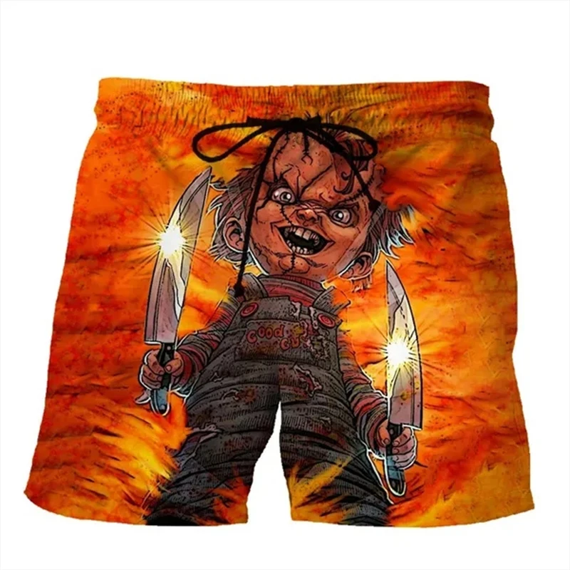 Shorts de praia com estampa 3D Halloween masculino, calção infantil, prancheta de surf extragrande, roupas infantis, moda verão, novo