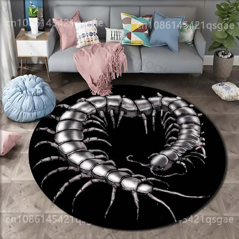 Multiple sizes Metallic centipede design Print Round Carpet for Living Room Bedroom Sofa Table Floor Mat Area Rug Luxury Gift