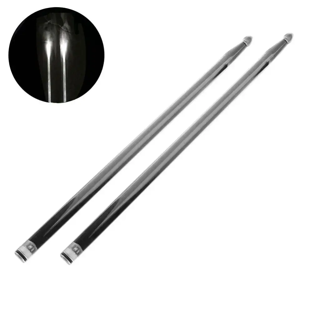 2Pcs Colorful 5A Luminous Drum Stick Acrylic Percussion Light Up Drum Sticks Bright Light Glow in The Dark Cymbals for Drums