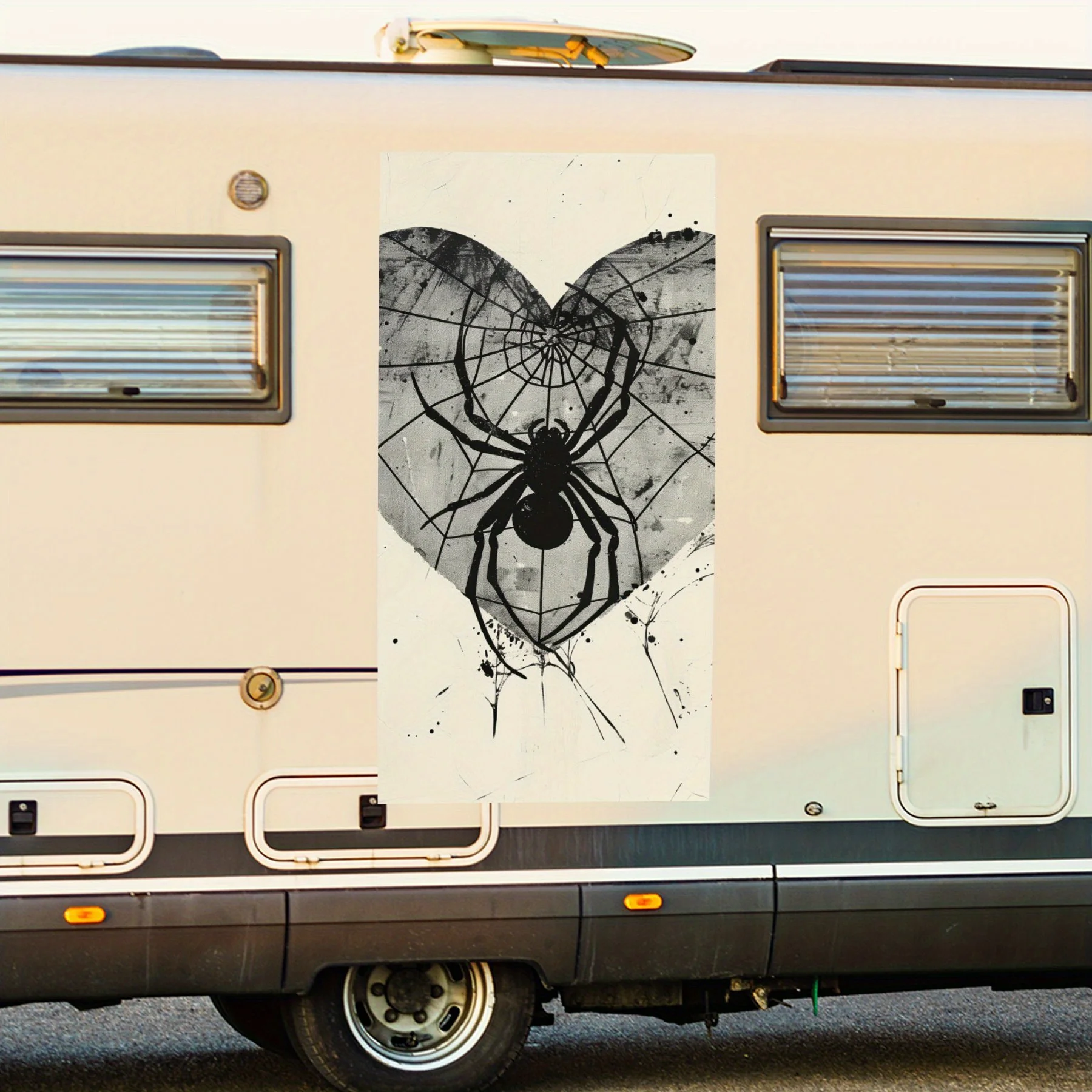 

Черная паутина в форме сердца, автомобильная наклейка, виниловые обертывания для дома с мотором для украшения и защиты - водонепроницаемая самоклеящаяся виниловая наклейка,