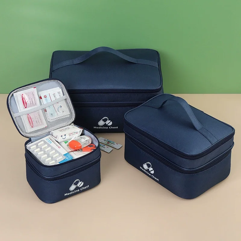 

Portable Double Layer First Aid Kit for Travel,Home&Emergency Compact Medical Organizer Pouch for Medicine Storage