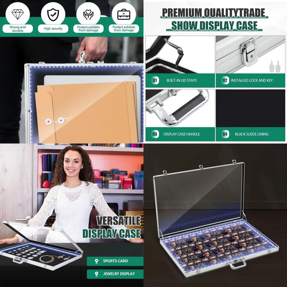 

Portable 34x22 LED-lit Acrylic Sports Card Display Case with Lock for Trade Shows and Collector Events
