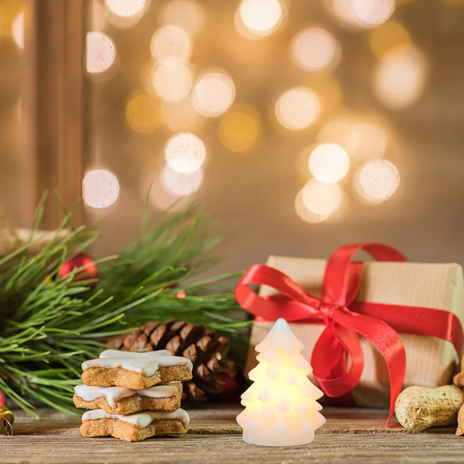 

1Pcs LED Light with Xmas Tree Design Luminous Decorative Desktop Light for Christmas Gifts Holiday Party Scene Decor