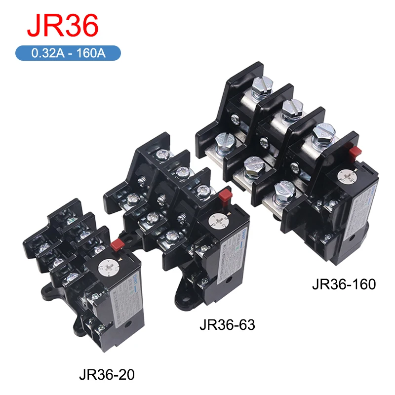 

JR36-20/36/160 Relay 0.32A-160A AMP Thermal Overload Relay for CJX2 Series AC Contactor Three Phase Break Protection 380V