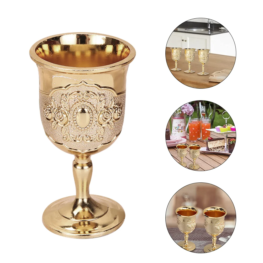 

2 Pcs Vintage Goblet Retro Cup Exquisite Whiskey Glass Ornament Metal European Style Martini Glasses