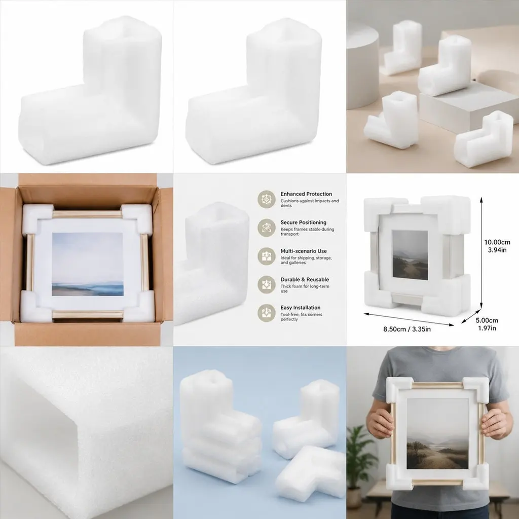 25 pièces de protections d'angle en mousse de coton perlé, coussinets en mousse pour bordures de cadres photo, fournitures d'emballage pour œuvres d'art fragiles et miroirs