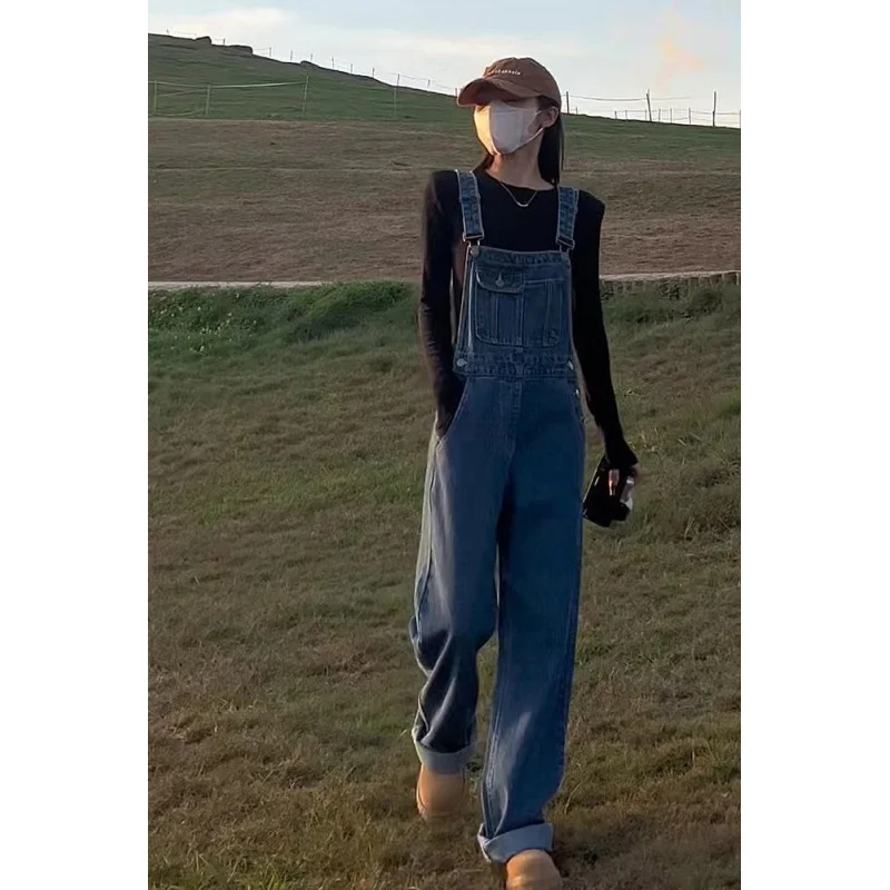 

High Waist Overalls Women Spring Summer New Straight Leg Casual Workwear Autumn Winter Wide Leg Pants
