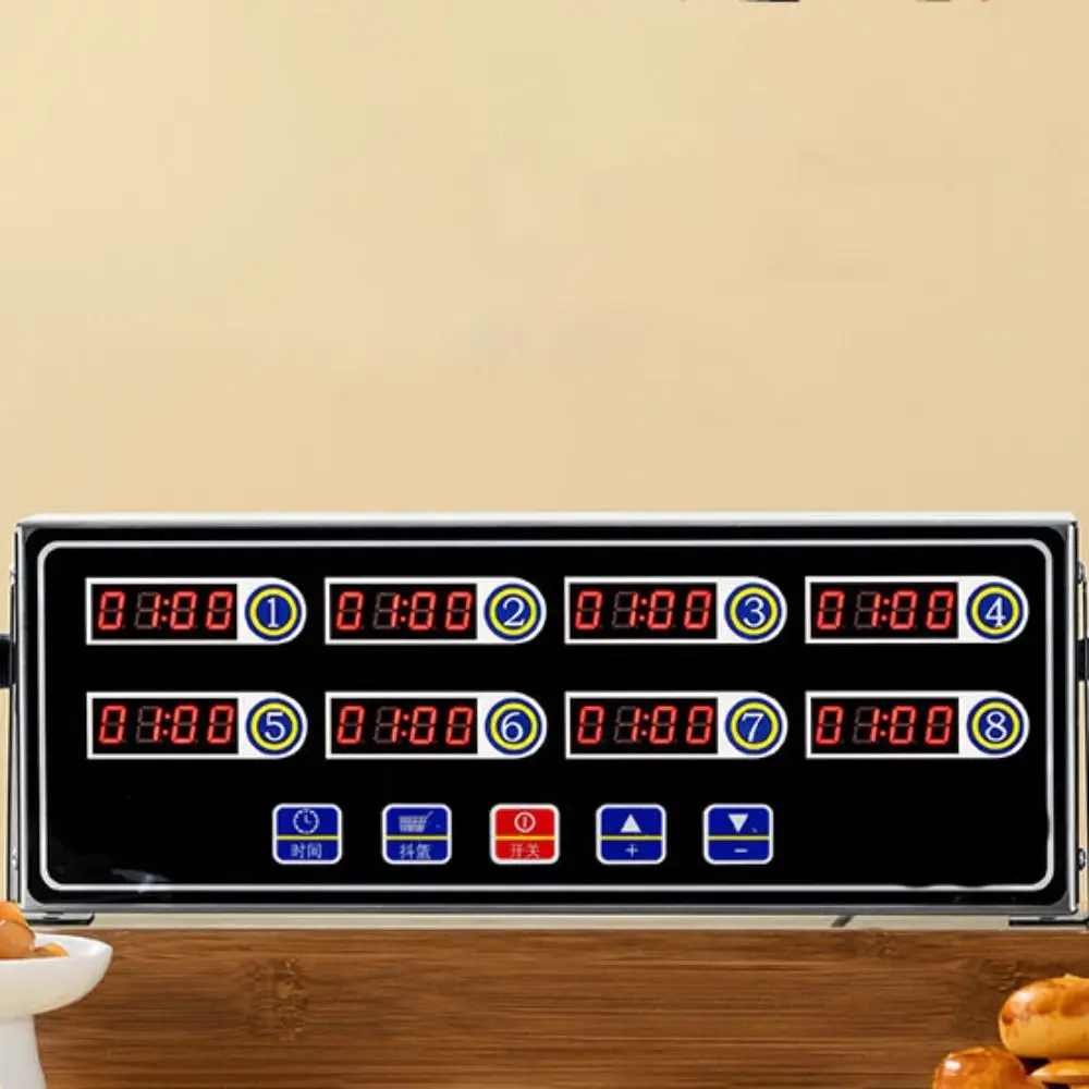 4/6/8 Channels Commercial Kitchen Timer US/EU Plug 4/6/8 Channel Fried Chicken Timer LED Digital Screen Adjustable Volume