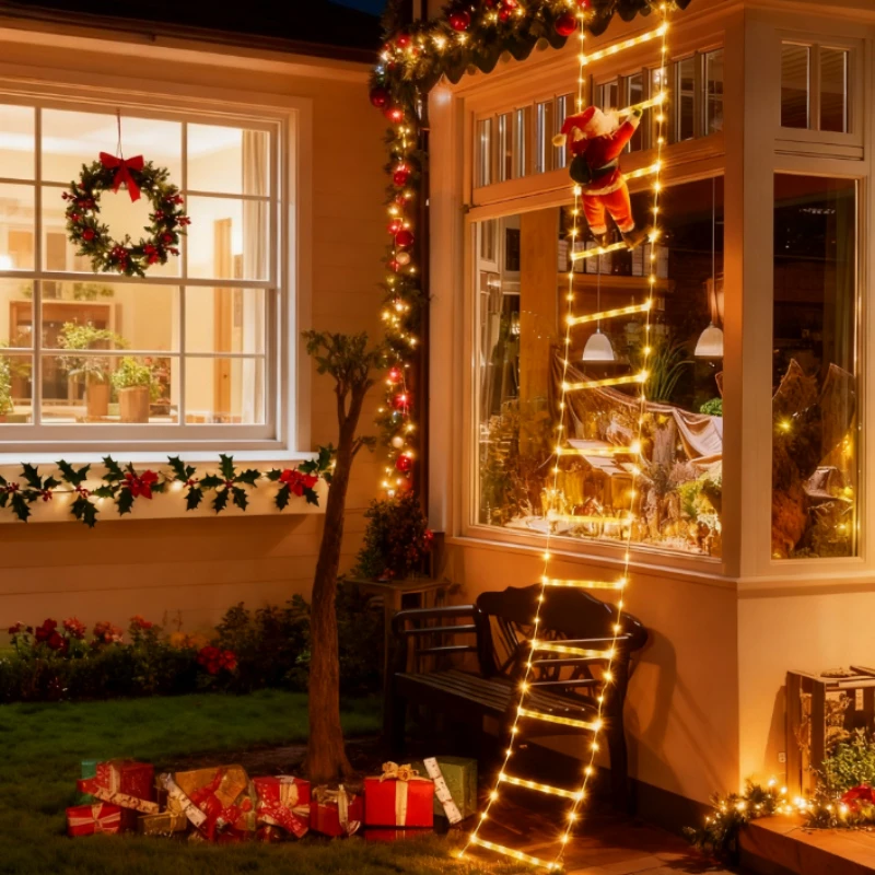 1 قطعة 3m سانتا كلوز تسلق الدرج ضوء لشجرة عيد الميلاد غرفة المعيشة غرفة نوم نافذة مهرجان جو الحفلات إضاءة ديكوريّة #4